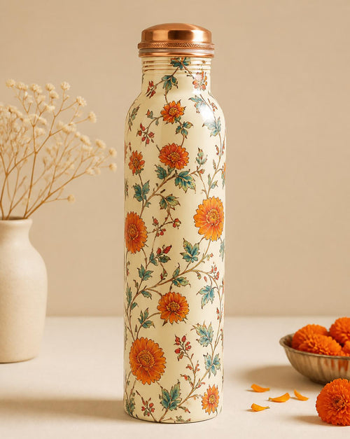 Floral copper bottle standing